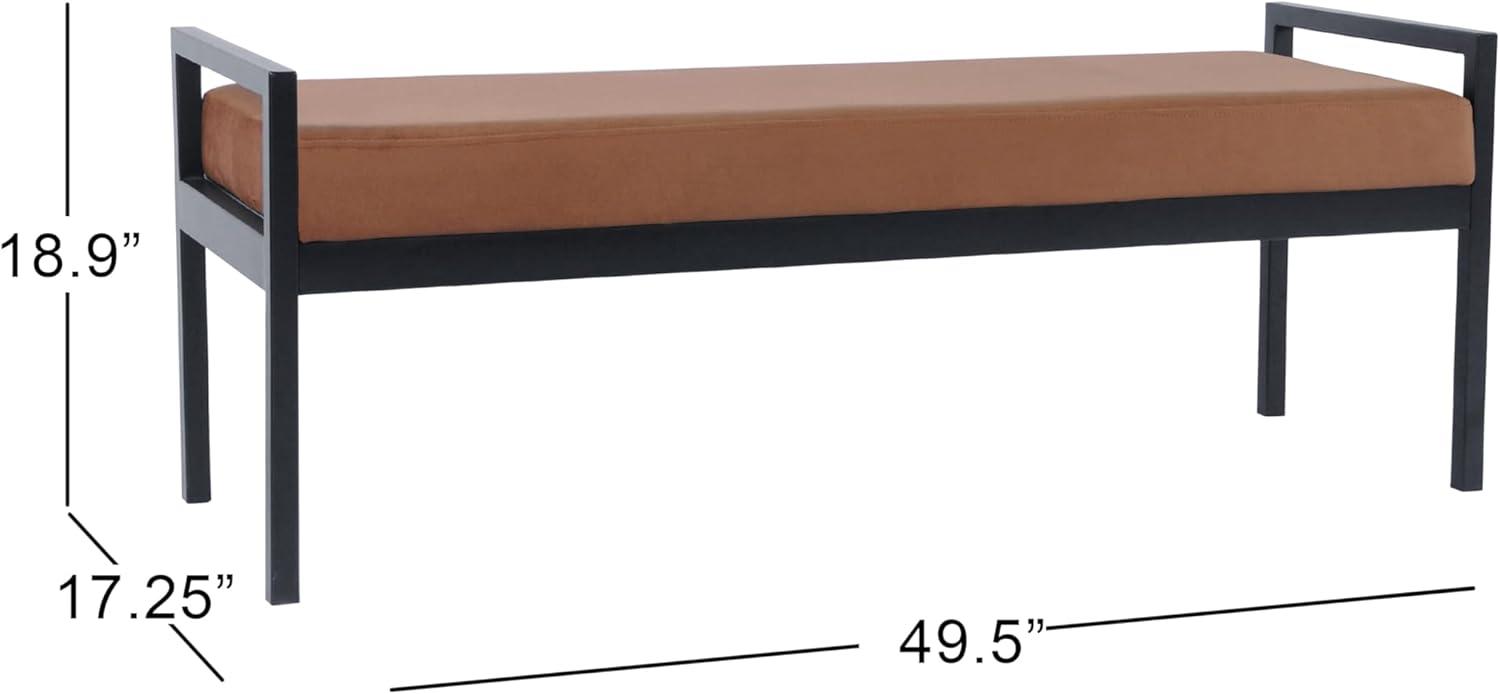 imageHomePop Modern Metal BenchBench for Living Room amp Bedroom Decorative Home Furniture Brown BoucleSpice Velvet