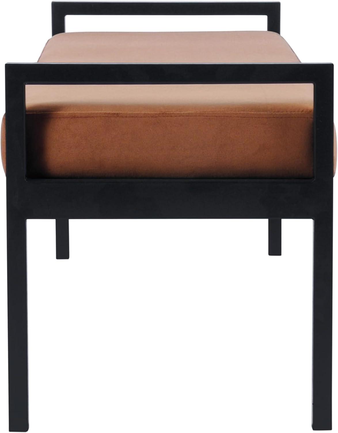 imageHomePop Modern Metal BenchBench for Living Room amp Bedroom Decorative Home Furniture Brown BoucleSpice Velvet