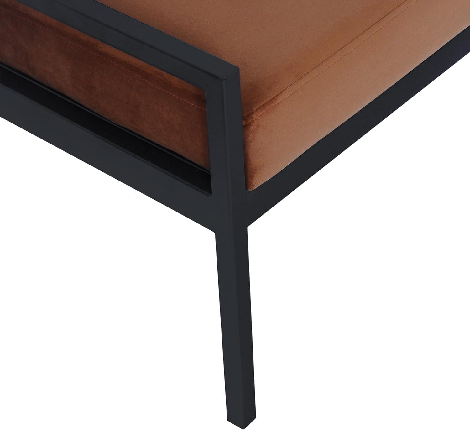 imageHomePop Modern Metal BenchBench for Living Room amp Bedroom Decorative Home Furniture Brown BoucleSpice Velvet