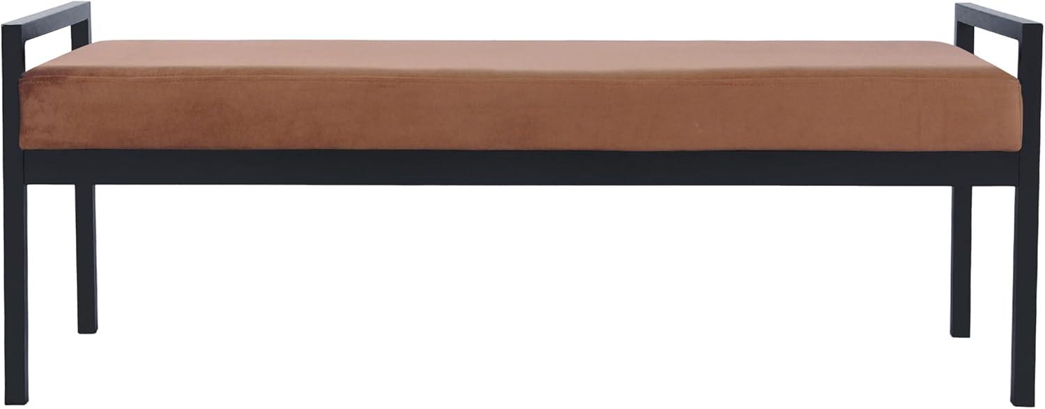 imageHomePop Modern Metal BenchBench for Living Room amp Bedroom Decorative Home Furniture Brown BoucleSpice Velvet