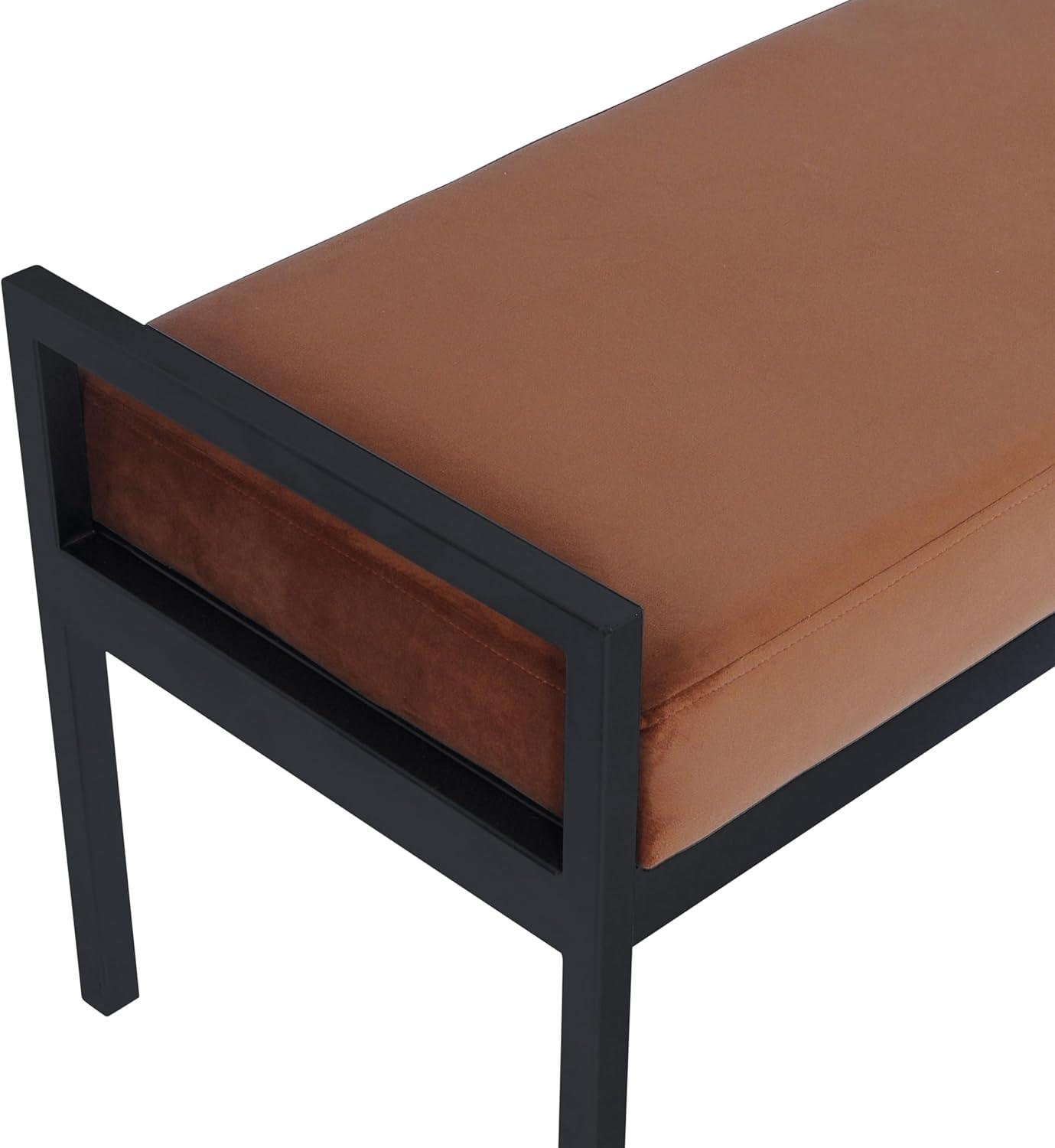 imageHomePop Modern Metal BenchBench for Living Room amp Bedroom Decorative Home Furniture Brown BoucleSpice Velvet