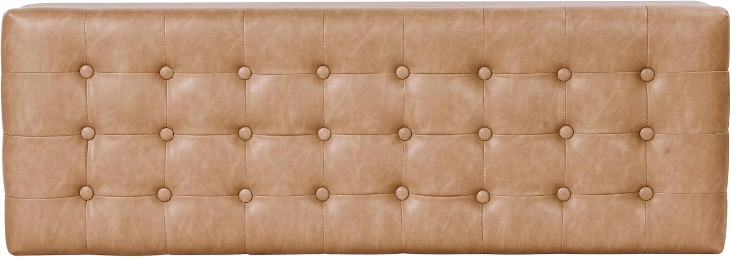imageHomePop Modern Storage Bench Blue LargeSand Faux Leather