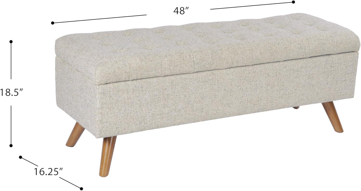 imageHomePop Modern Storage Bench Green LargeTextured Cream Fabric