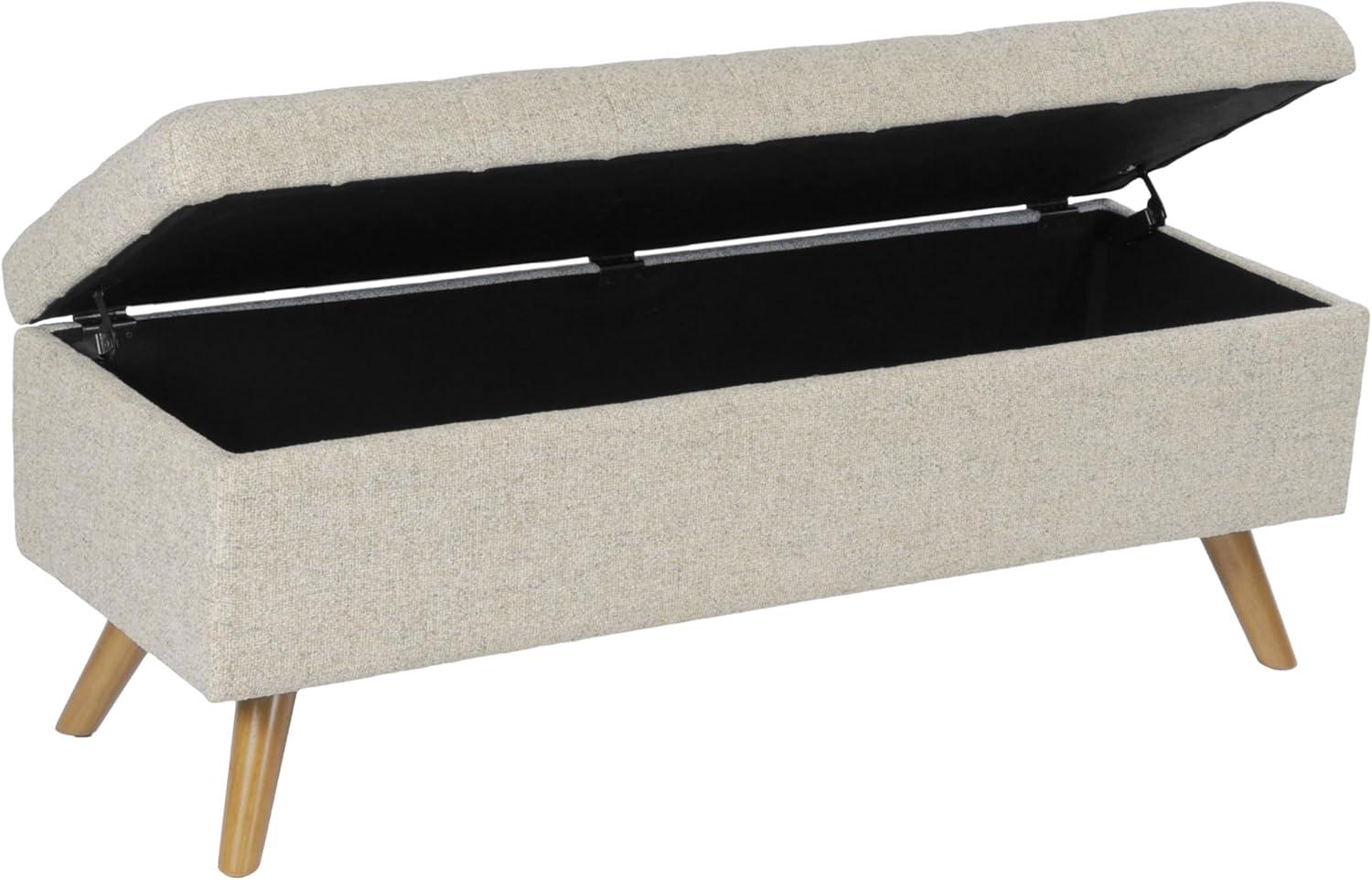 imageHomePop Modern Storage Bench Green LargeTextured Cream Fabric