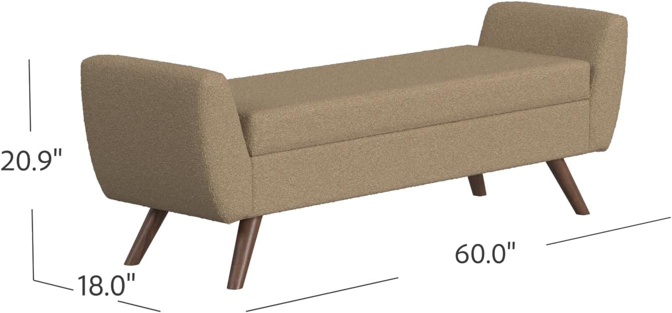imageHomePop Modern Storage Bench with Wood Legs Homepop Home DcorBench with Storage for Living Room amp Bedroom Faux Leather BrownBrown