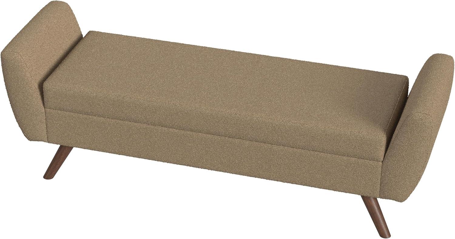 imageHomePop Modern Storage Bench with Wood Legs Homepop Home DcorBench with Storage for Living Room amp Bedroom Faux Leather BrownBrown