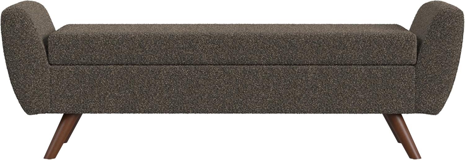 imageHomePop Modern Storage Bench with Wood Legs Homepop Home DcorBench with Storage for Living Room amp Bedroom Faux Leather BrownDark Brown Boucle