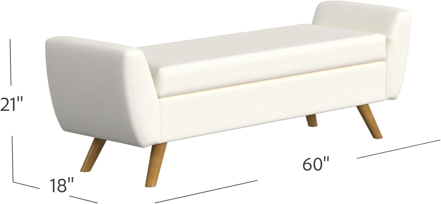 imageHomePop Modern Storage Bench with Wood Legs Homepop Home DcorBench with Storage for Living Room amp Bedroom French Blue WovenCream Textured Woven