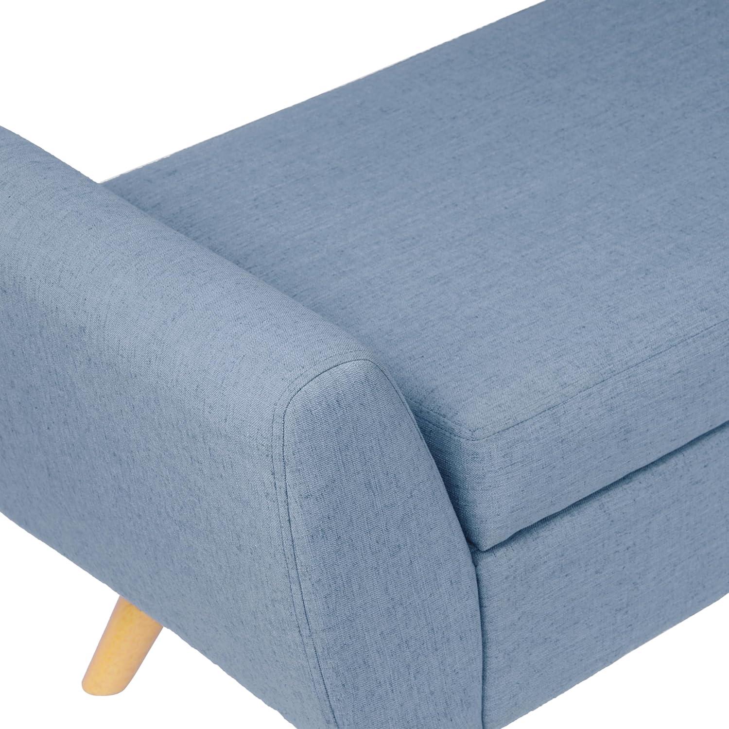imageHomePop Modern Storage Bench with Wood Legs Homepop Home DcorBench with Storage for Living Room amp Bedroom Olive Green WovenFrench Blue Woven