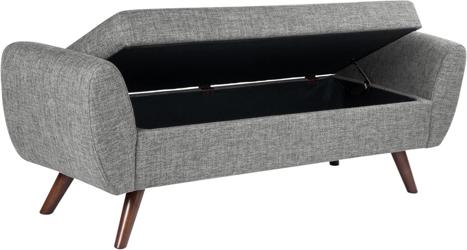imageHomePop Modern Storage Bench with Wood Legs Homepop Home DcorBench with Storage for Living Room amp Bedroom Olive Green WovenGray Woven
