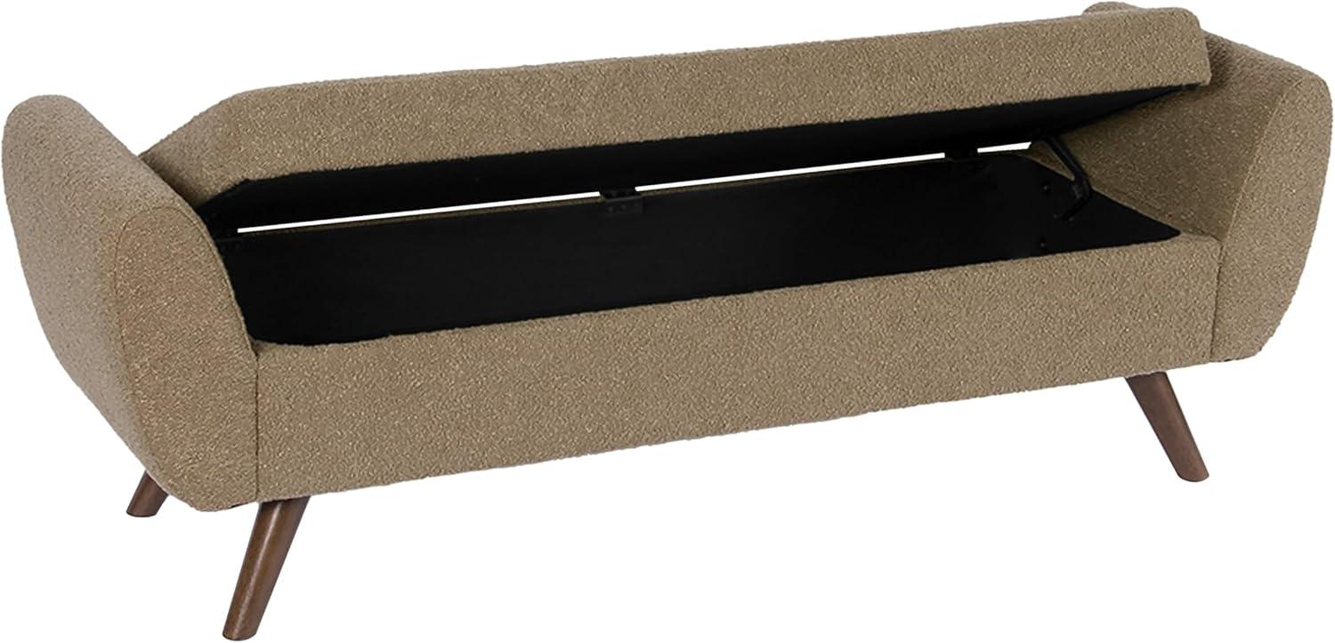 imageHomePop Modern Storage Bench with Wood Legs Homepop Home DcorBench with Storage for Living Room amp Bedroom Sherpa CreamBrown