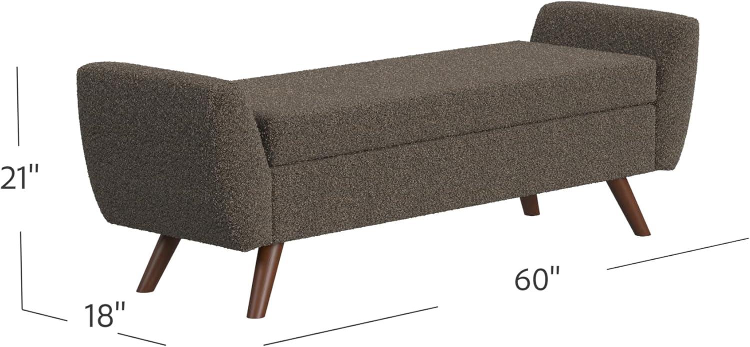 imageHomePop Modern Storage Bench with Wood Legs Homepop Home DcorBench with Storage for Living Room amp Bedroom Sherpa CreamDark Brown Boucle