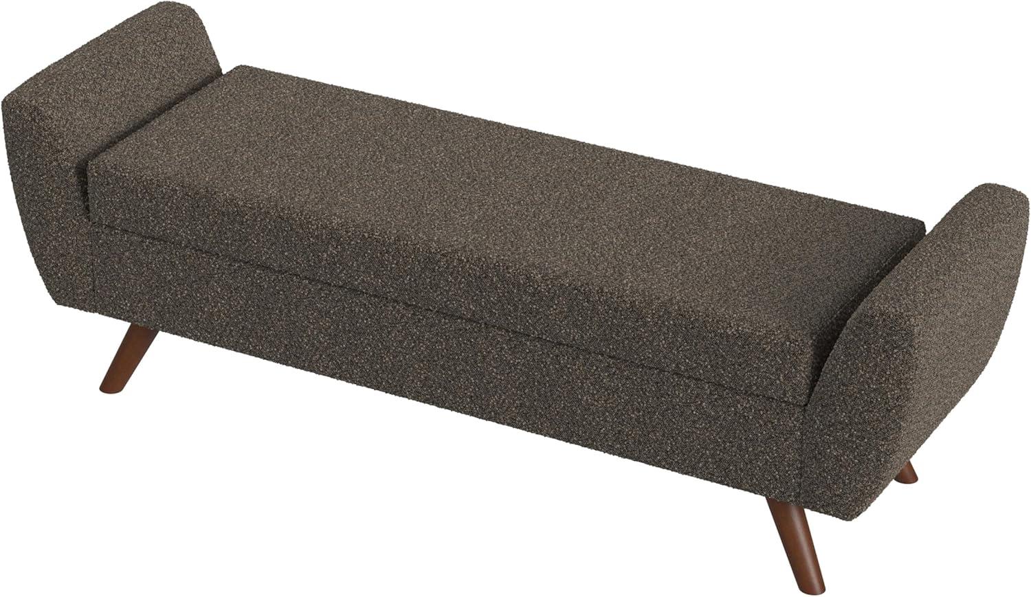 imageHomePop Modern Storage Bench with Wood Legs Homepop Home DcorBench with Storage for Living Room amp Bedroom Sherpa CreamDark Brown Boucle