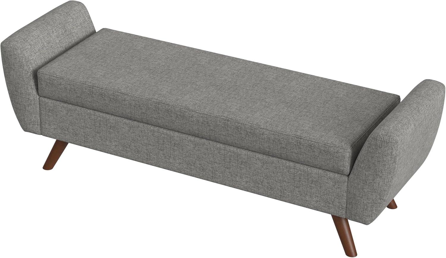 imageHomePop Modern Storage Bench with Wood Legs Homepop Home DcorBench with Storage for Living Room amp Bedroom Sherpa CreamGray Woven