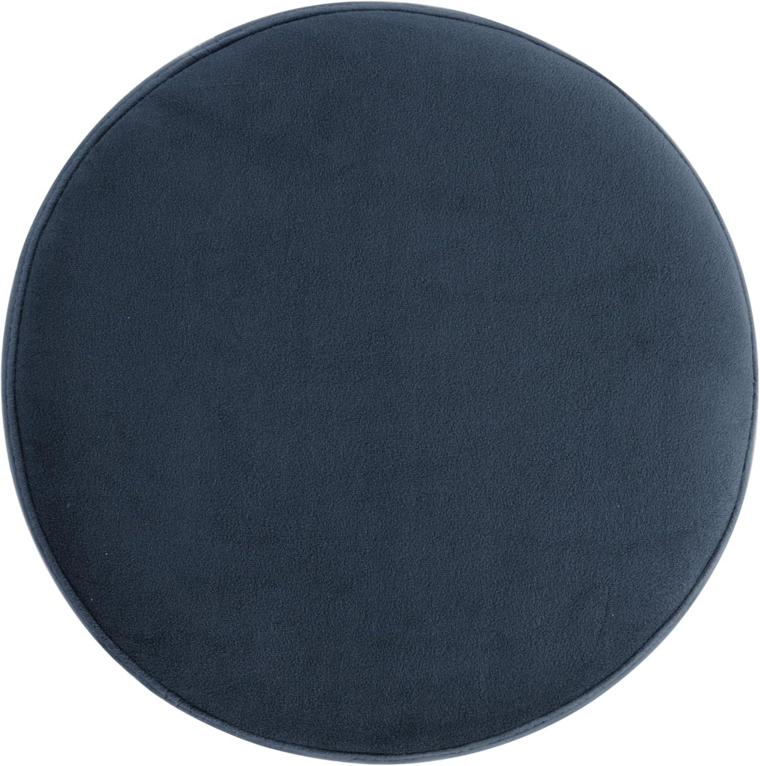 imageHomePop Organic Shape Ottoman No Lid Seat Only HomePop Home Dcor Round Pouf Foot Rest Blue VelvetBlue Velvet