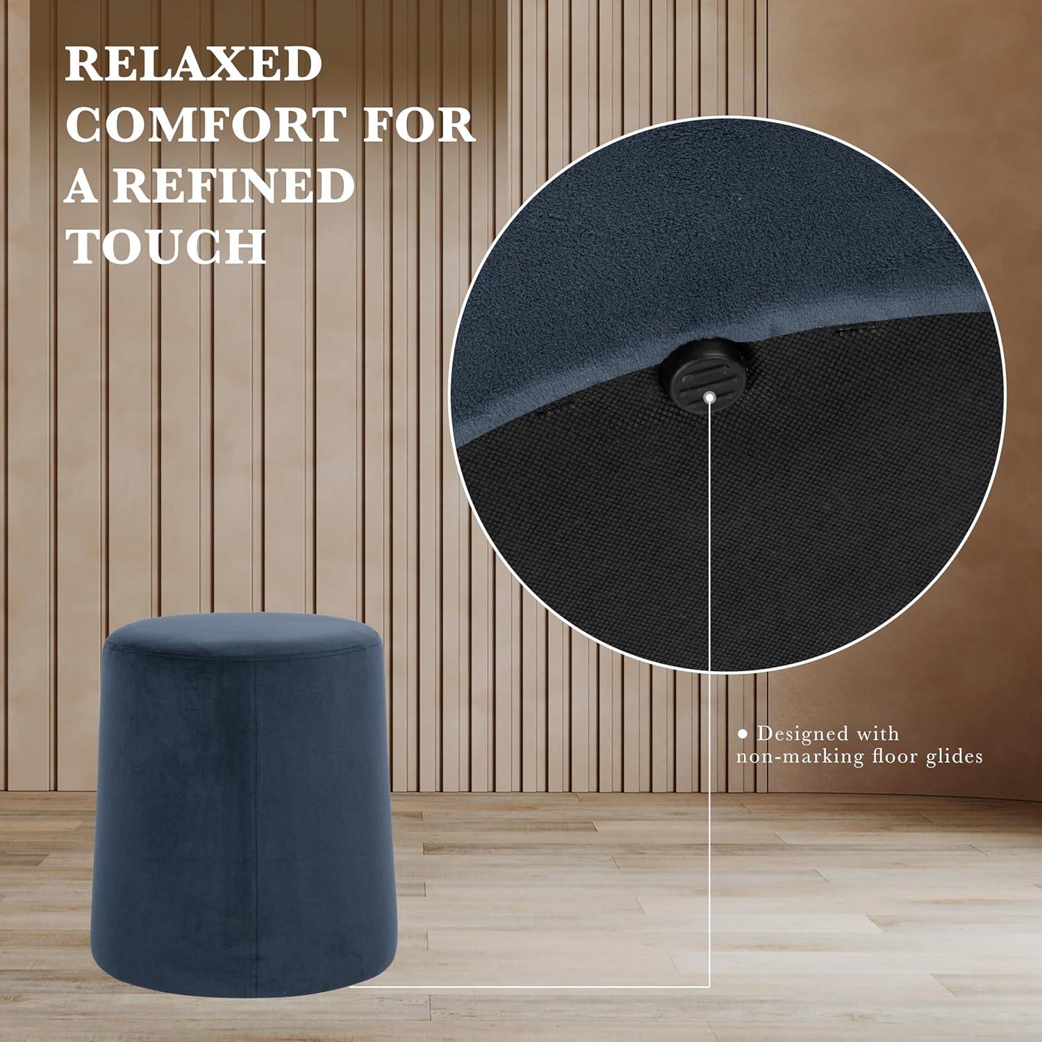 imageHomePop Organic Shape Ottoman No Lid Seat Only HomePop Home Dcor Round Pouf Foot Rest Blue VelvetBlue Velvet