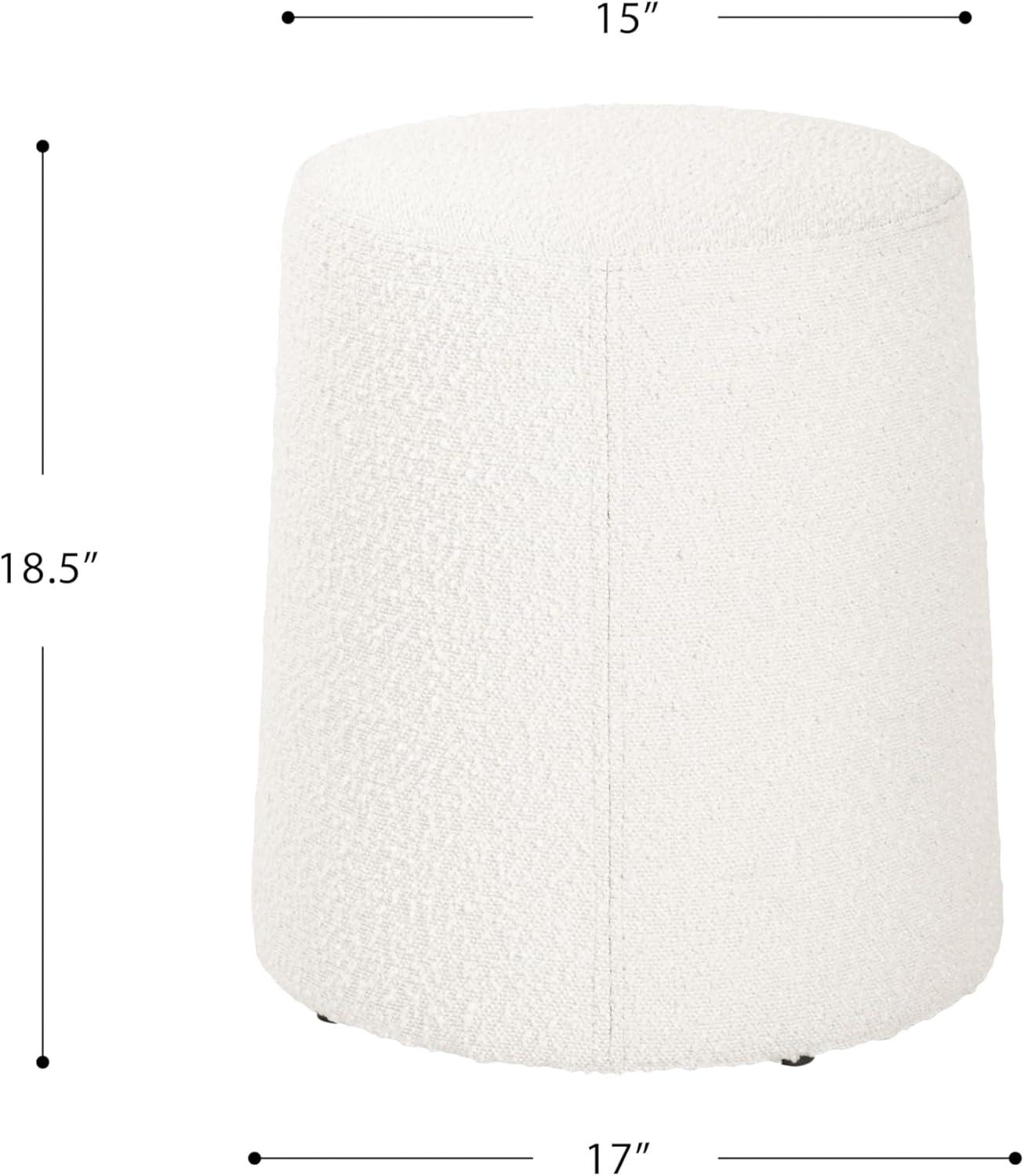 imageHomePop Organic Shape Ottoman No Lid Seat Only HomePop Home Dcor Round Pouf Foot Rest Blue VelvetCream Boucle