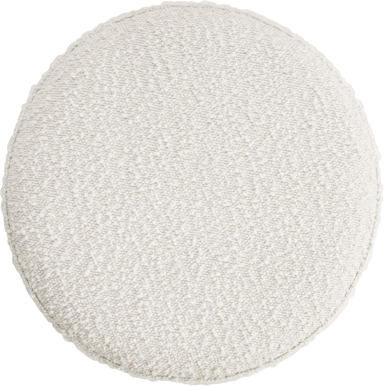 imageHomePop Organic Shape Ottoman No Lid Seat Only HomePop Home Dcor Round Pouf Foot Rest Blue VelvetCream Boucle