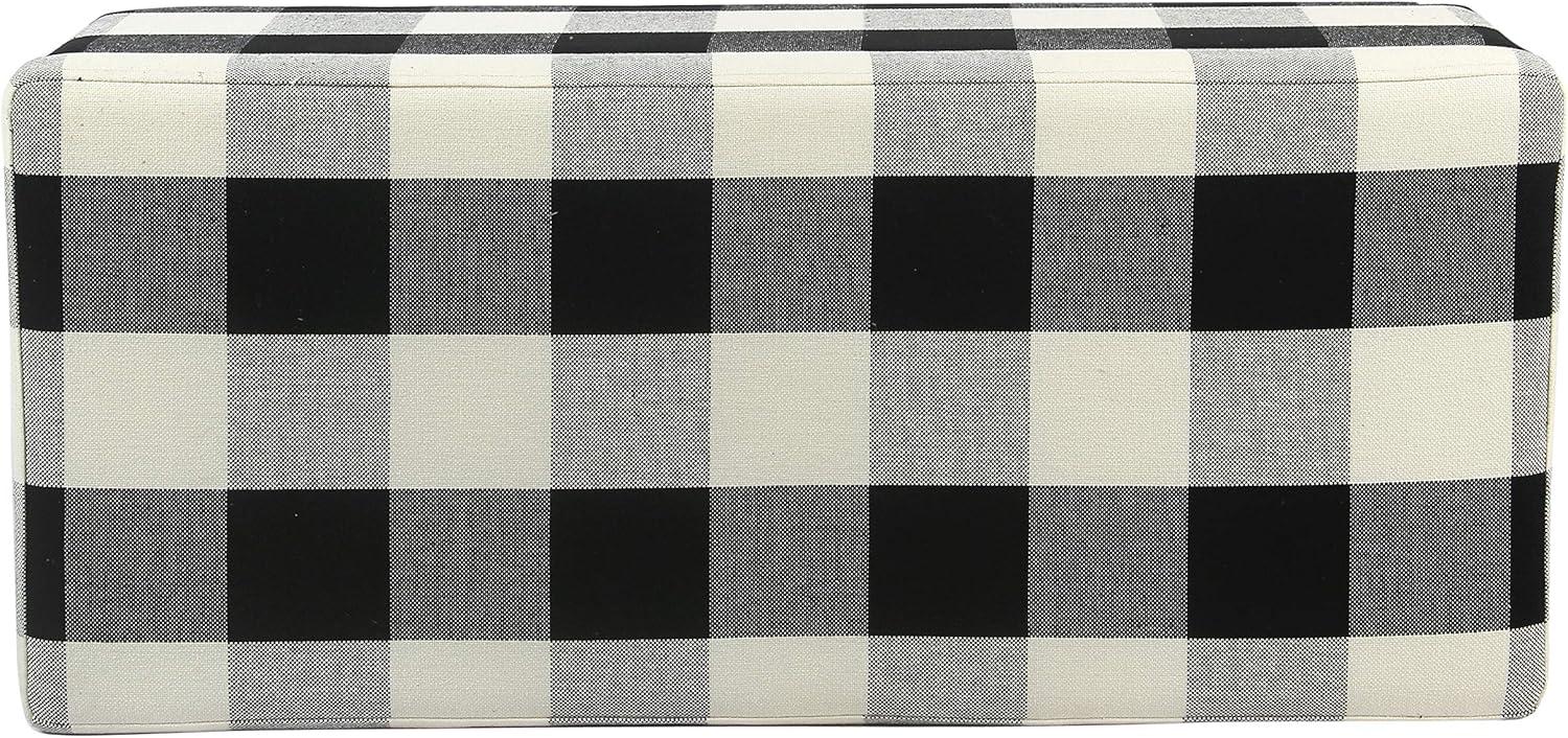 imageHomePop Ottomon Upholstered Rectangular Storage Ottoman Bench with Hinged Lid Brown and Cream LargeBlack Plaid