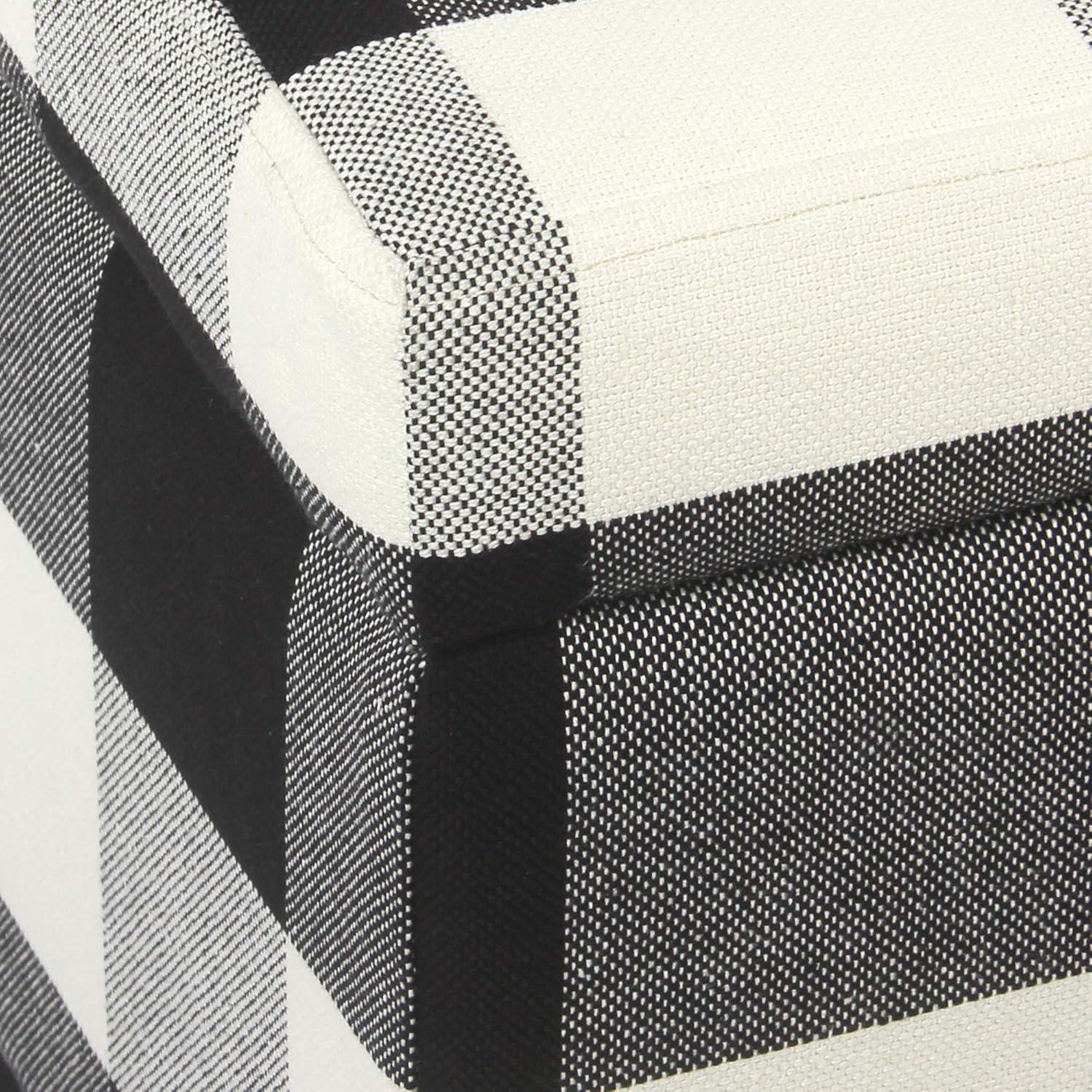 imageHomePop Ottomon Upholstered Rectangular Storage Ottoman Bench with Hinged Lid Brown and Cream LargeBlack Plaid