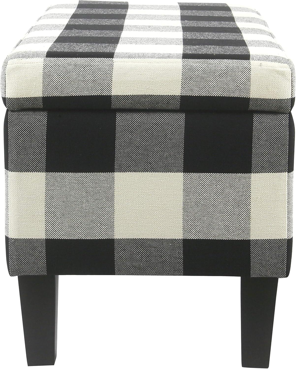 imageHomePop Ottomon Upholstered Rectangular Storage Ottoman Bench with Hinged Lid Brown and Cream LargeBlack Plaid