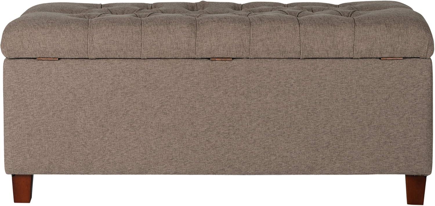 imageHomePop Ottomon Upholstered Rectangular Storage Ottoman Bench with Hinged Lid Brown and Cream LargeBrown