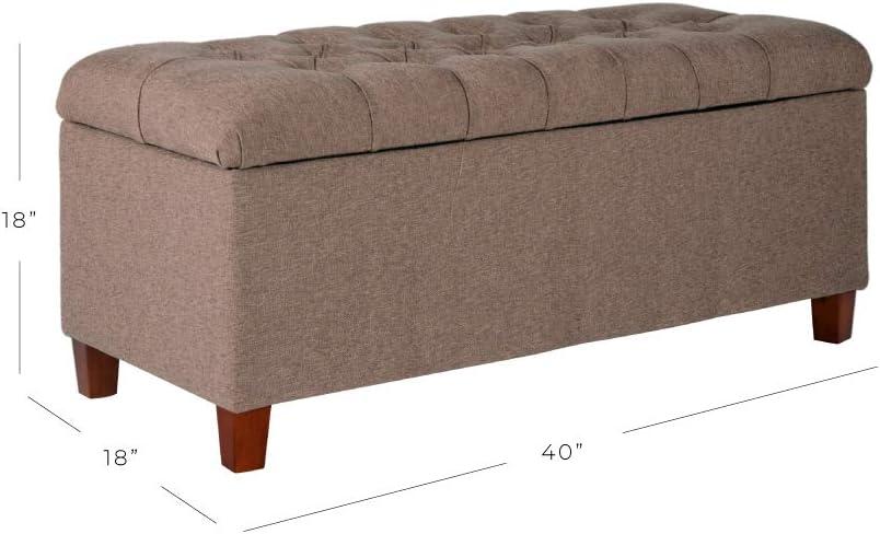 imageHomePop Ottomon Upholstered Rectangular Storage Ottoman Bench with Hinged Lid Brown and Cream LargeBrown