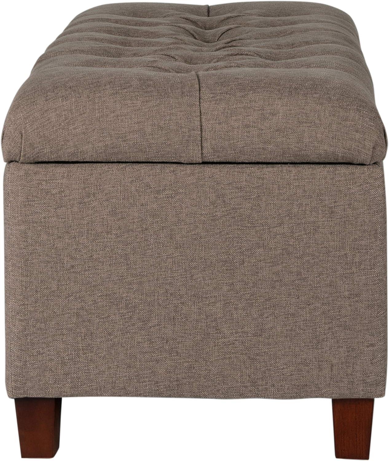 imageHomePop Ottomon Upholstered Rectangular Storage Ottoman Bench with Hinged Lid Brown and Cream LargeBrown