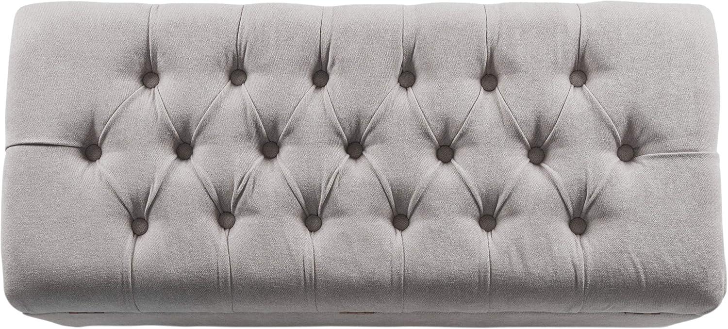 imageHomePop Ottomon Upholstered Rectangular Storage Ottoman Bench with Hinged Lid Brown and Cream LargeGrey