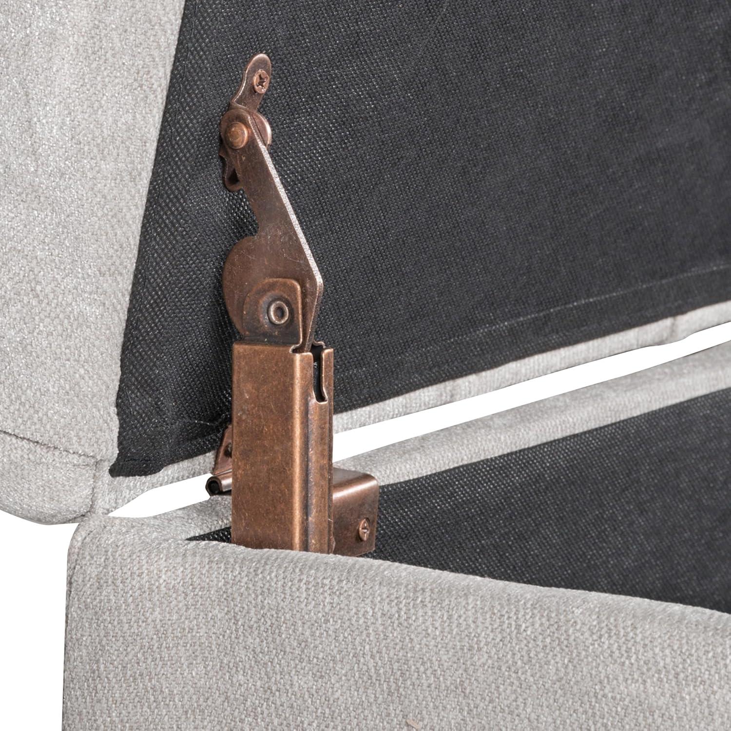 imageHomePop Ottomon Upholstered Rectangular Storage Ottoman Bench with Hinged Lid Brown and Cream LargeGrey