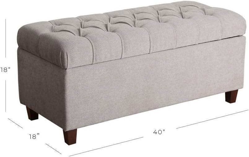 imageHomePop Ottomon Upholstered Rectangular Storage Ottoman Bench with Hinged Lid Brown and Cream LargeGrey