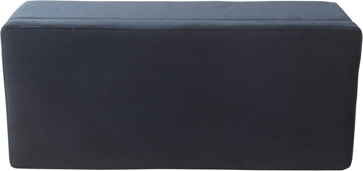 imageHomePop Ottomon Upholstered Rectangular Storage Ottoman Bench with Hinged Lid Brown and Cream LargeNavy