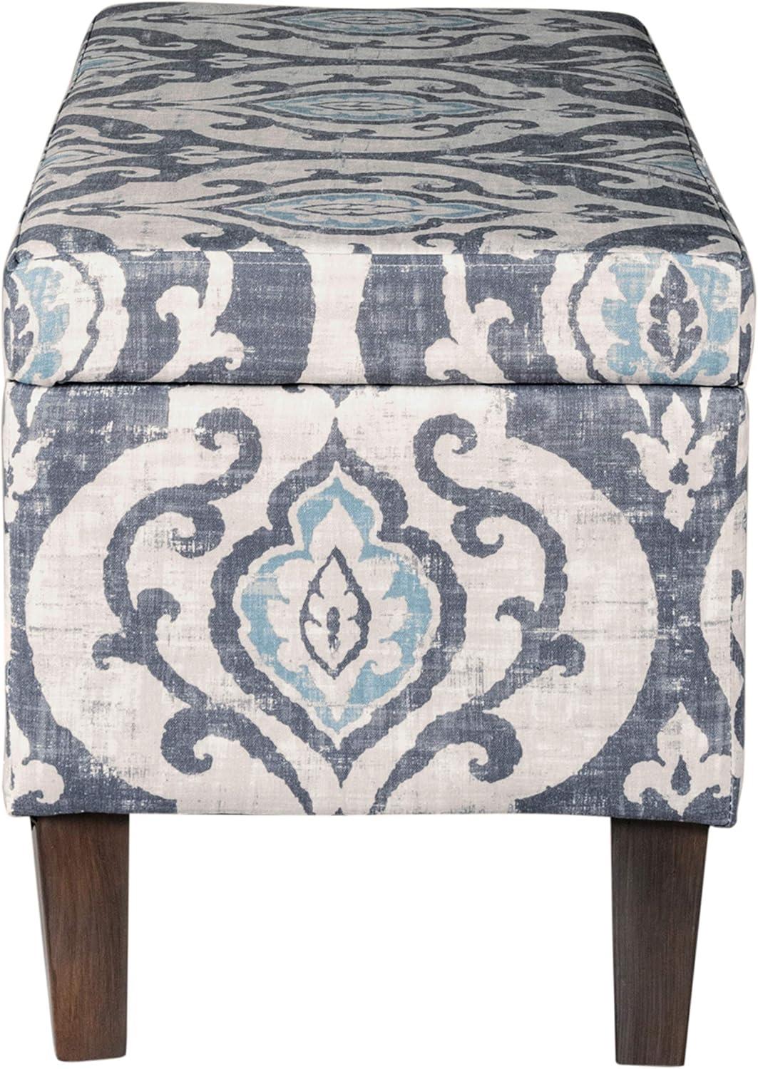imageHomePop Ottomon Upholstered Rectangular Storage Ottoman Bench with Hinged Lid Brown and Cream LargeSlate Damask