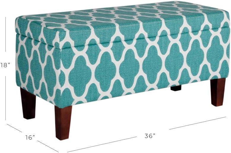 imageHomePop Ottomon Upholstered Rectangular Storage Ottoman Bench with Hinged Lid Brown and Cream LargeTeal Blue Geometric