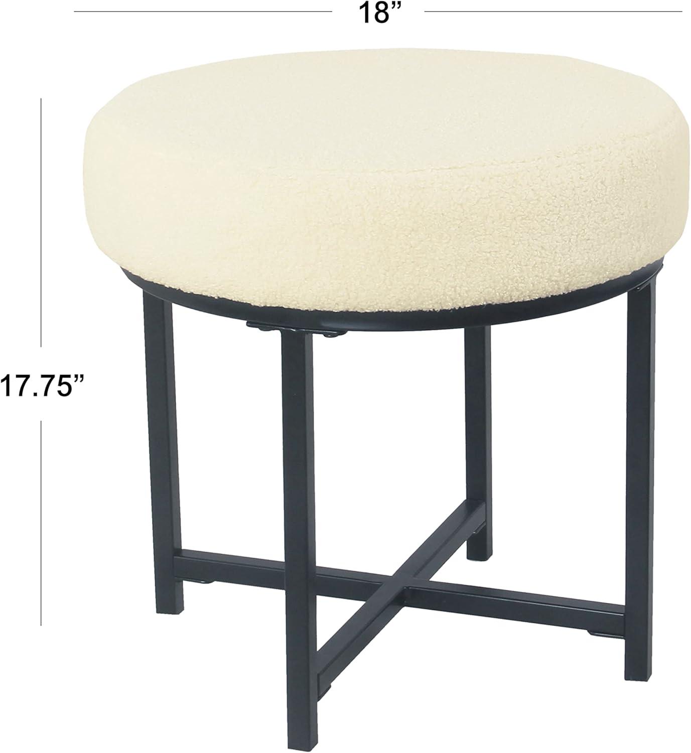 imageHomePop Square Metal Ottoman Cream Faux SheepskinCream Faux Sheepskin