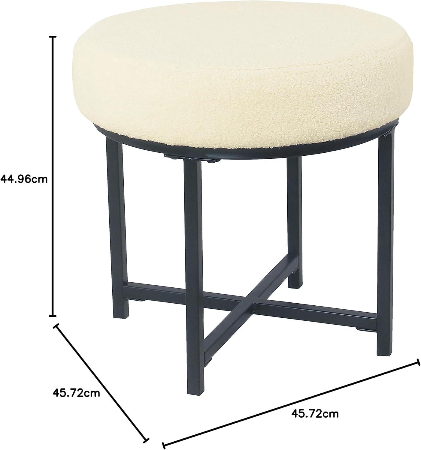 imageHomePop Square Metal Ottoman Cream Faux SheepskinCream Faux Sheepskin