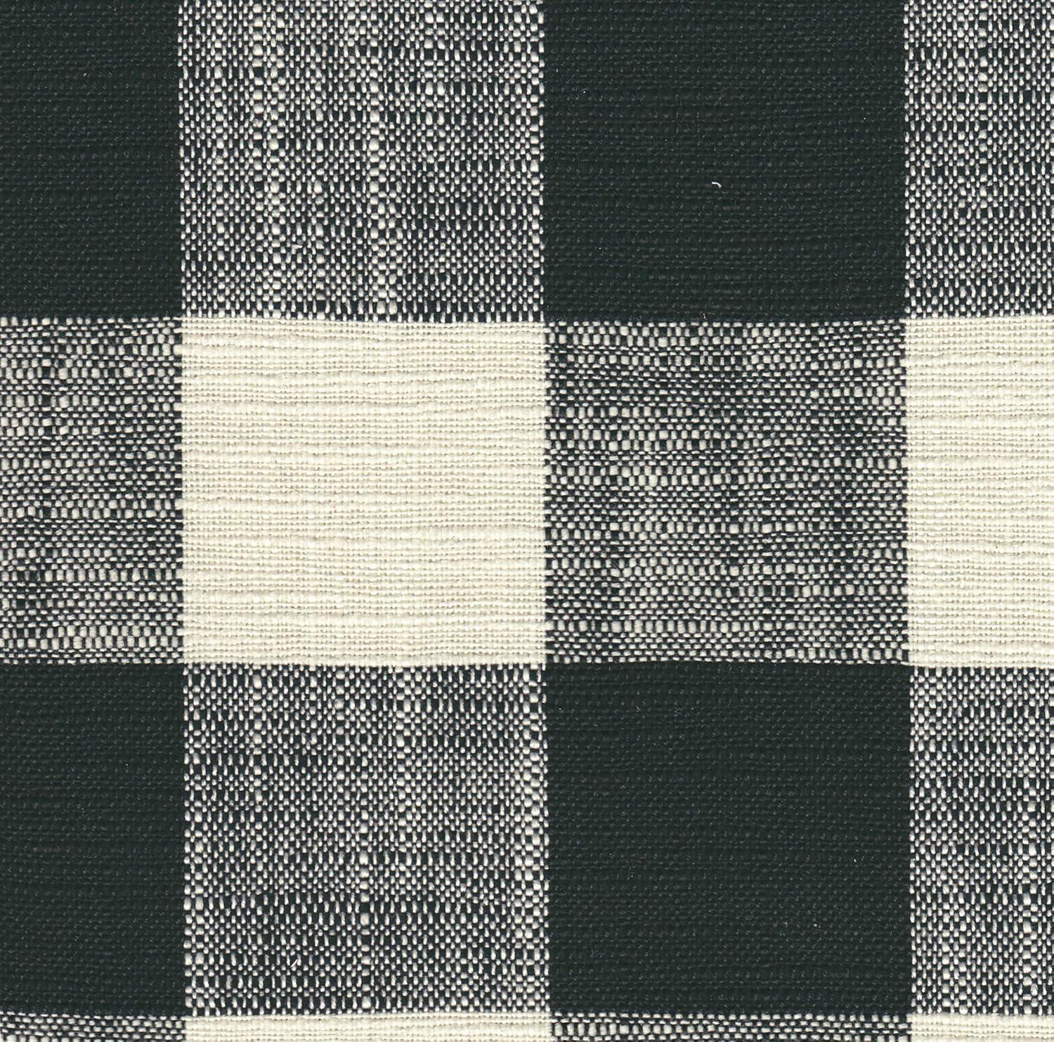 imageHomePop Theodore Channel Tufted Small Ottoman Brown Faux LeatherBlack and White Plaid