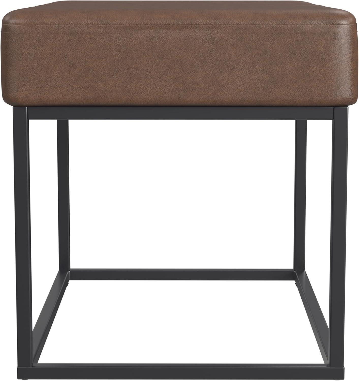 imageHomePop Theodore Decorative Bench with Metal Base Brown PU LeatherBrown Faux Leather