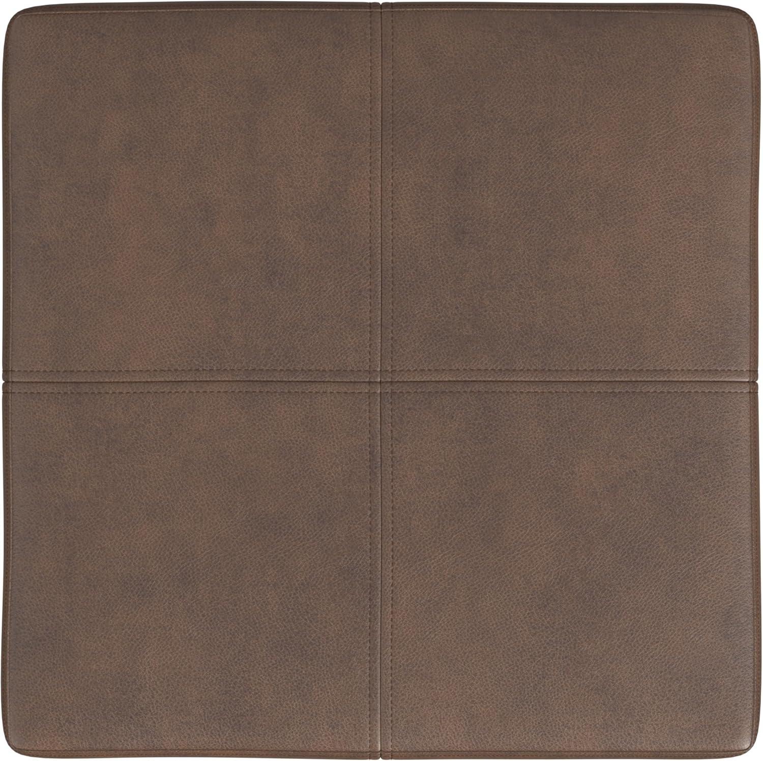 imageHomePop Theodore Decorative Bench with Metal Base Brown PU LeatherBrown Faux Leather