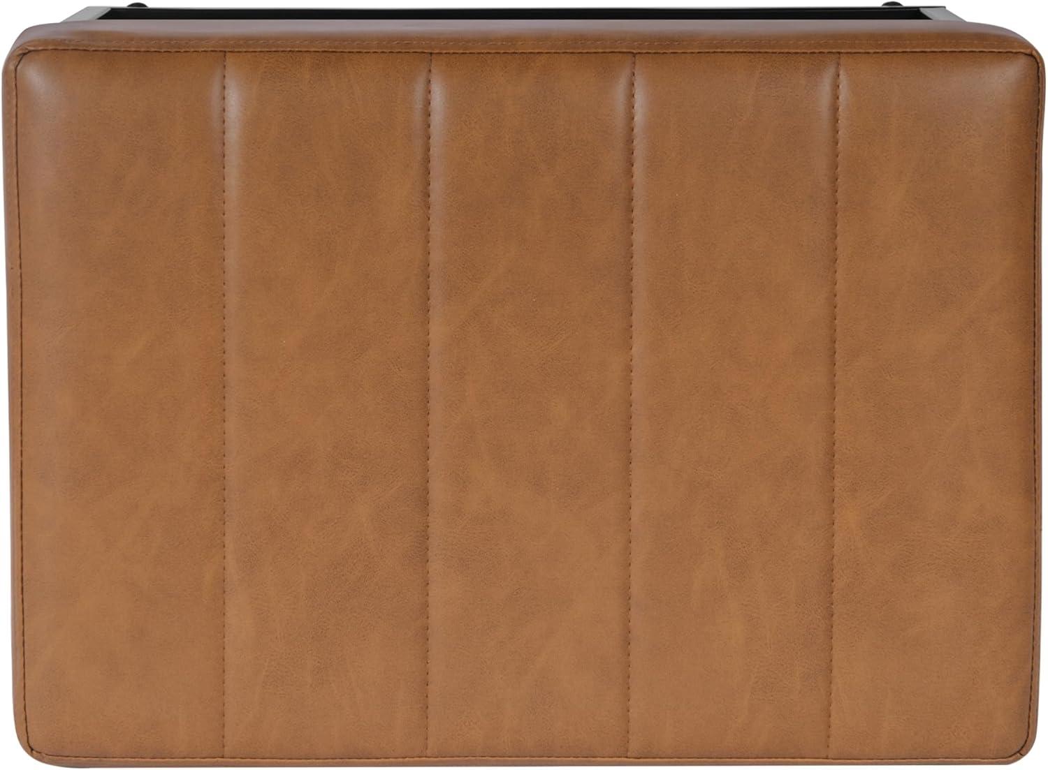 imageHomePop Theodore Decorative Bench with Metal Base Brown PU LeatherCarmel Faux Leather