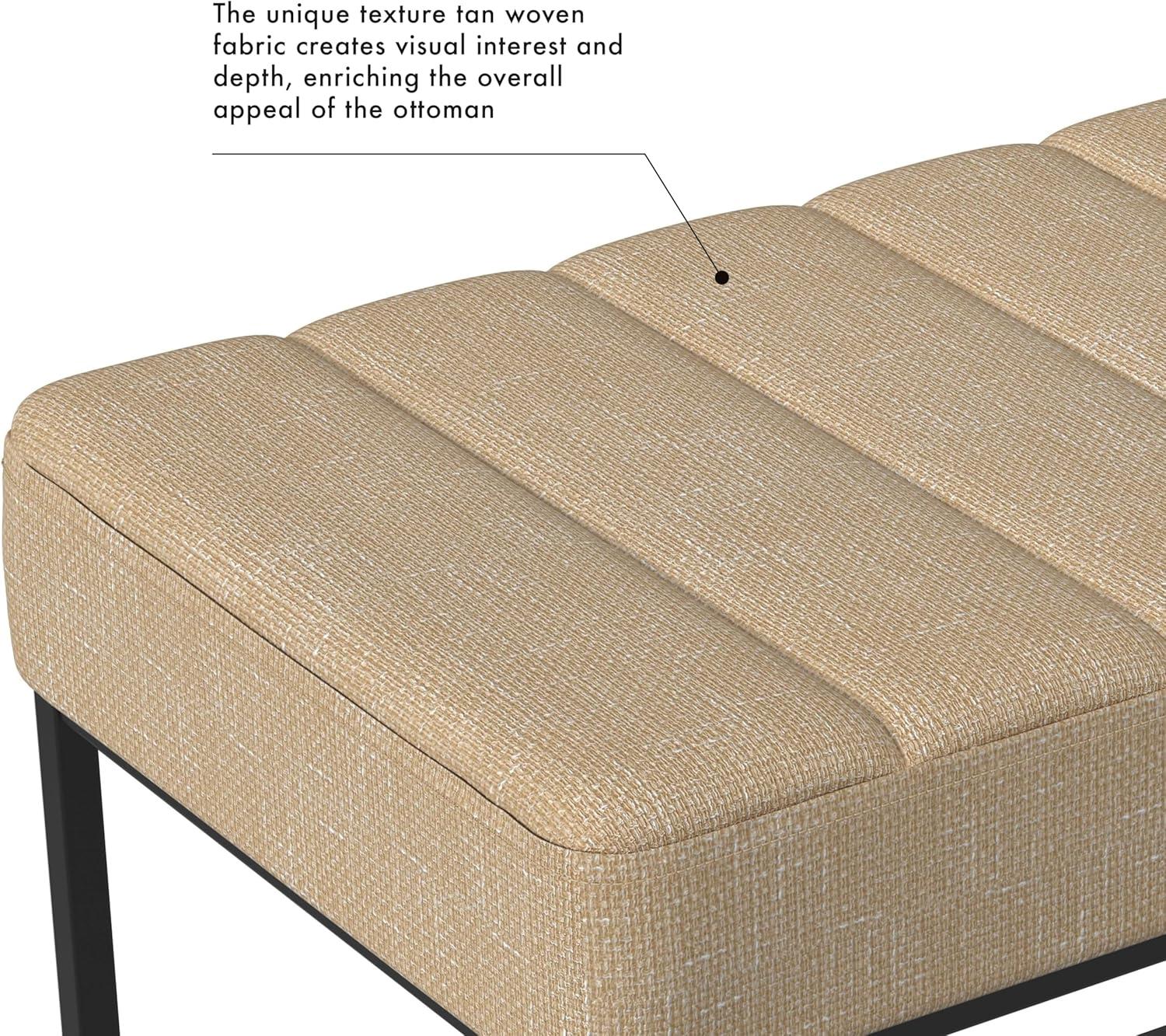 imageHomePop Theodore Decorative Bench with Metal Base Brown PU LeatherLight Tan Textured Solid