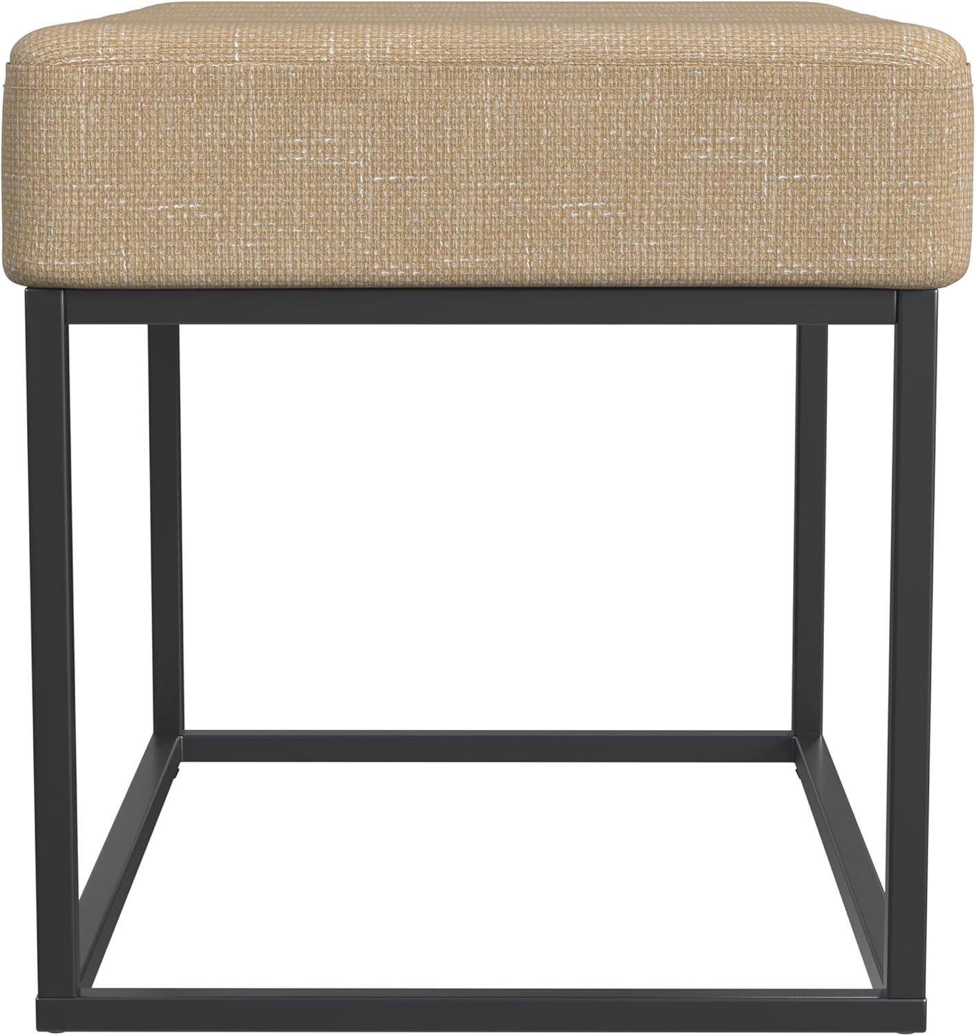 imageHomePop Theodore Decorative Bench with Metal Base Brown PU LeatherLight Tan Textured Solid