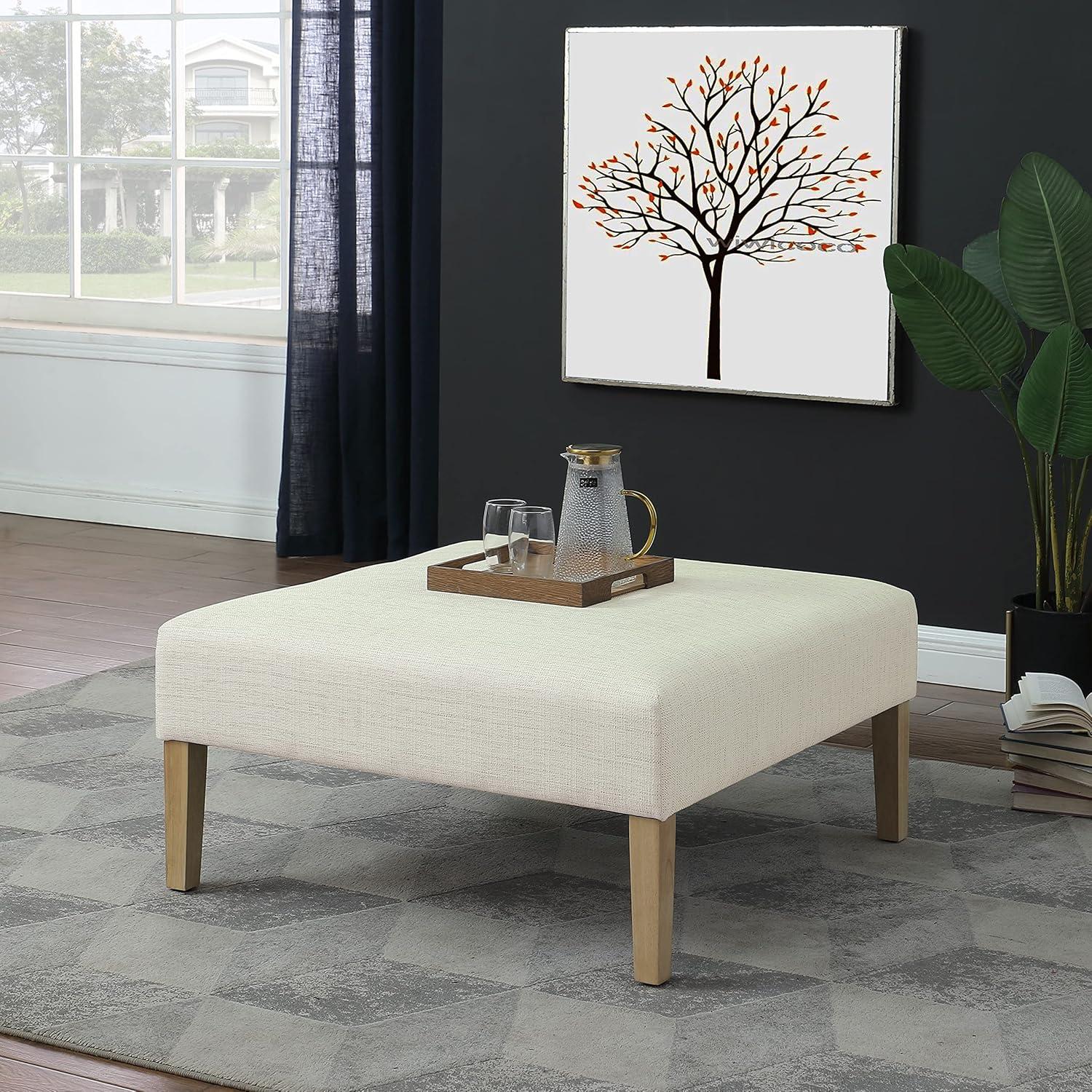imageHomePop Tufted Decorative Bench StainResistant Cream WovenStainresistant Cream Woven