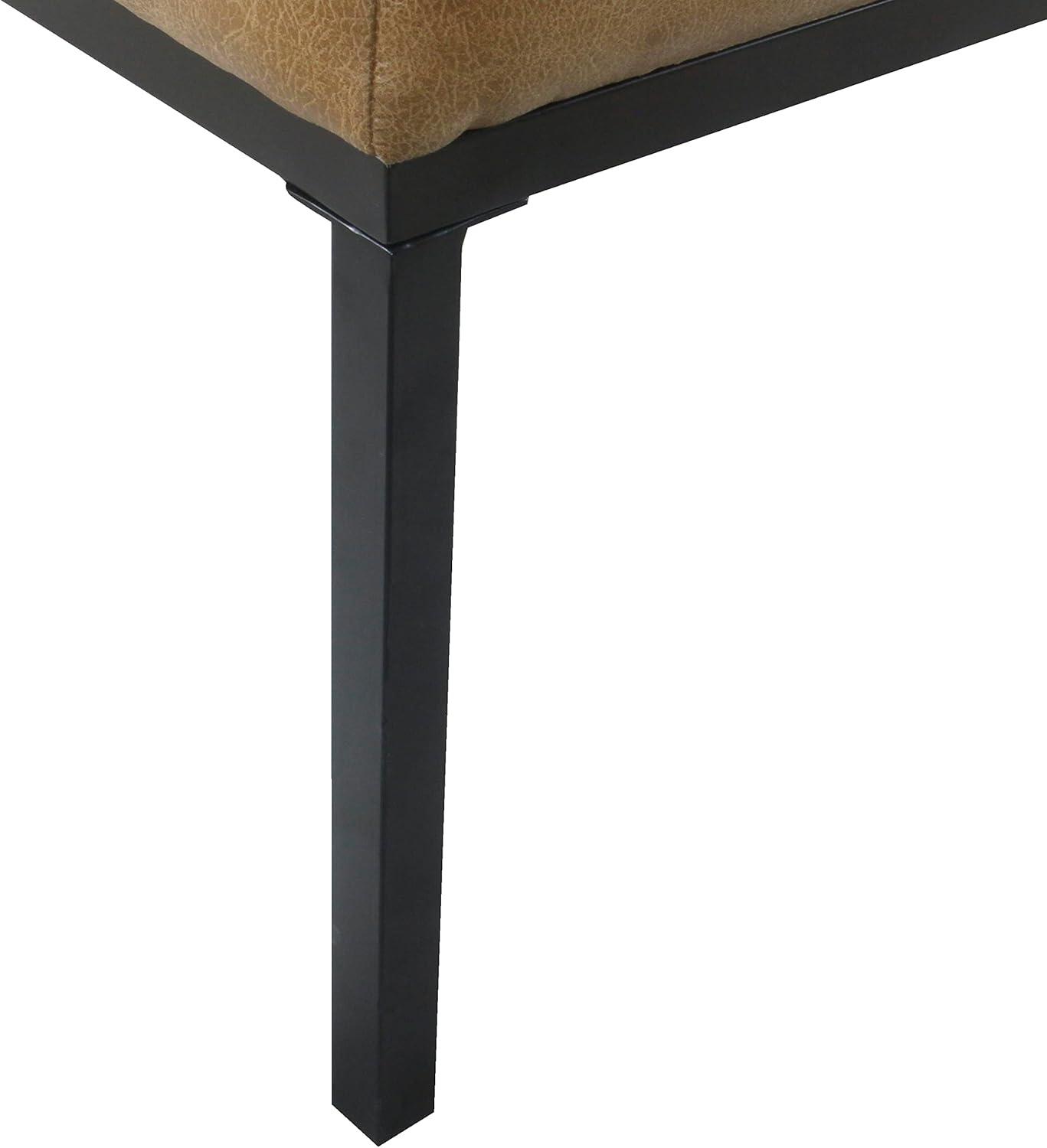 imageHomePop Tufted Metal Bench Light Brown Vegan LeatherIvory Leather
