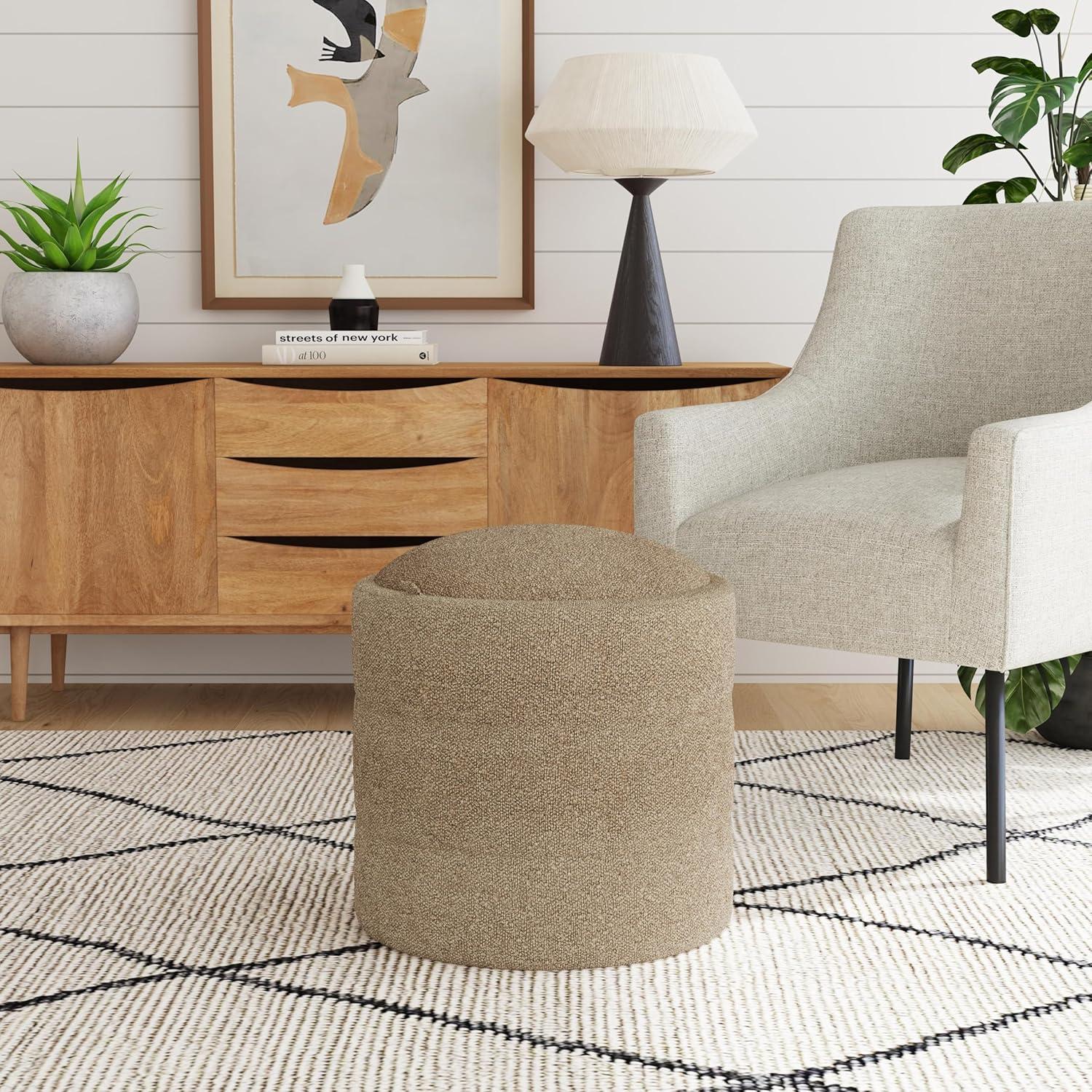imageHomePop Upholstered Clover Shaped Ottoman No Lid Seat Only HomePop Home Dcor Foot Rest Pouf Rust Orange ChenilleBrown Boucle