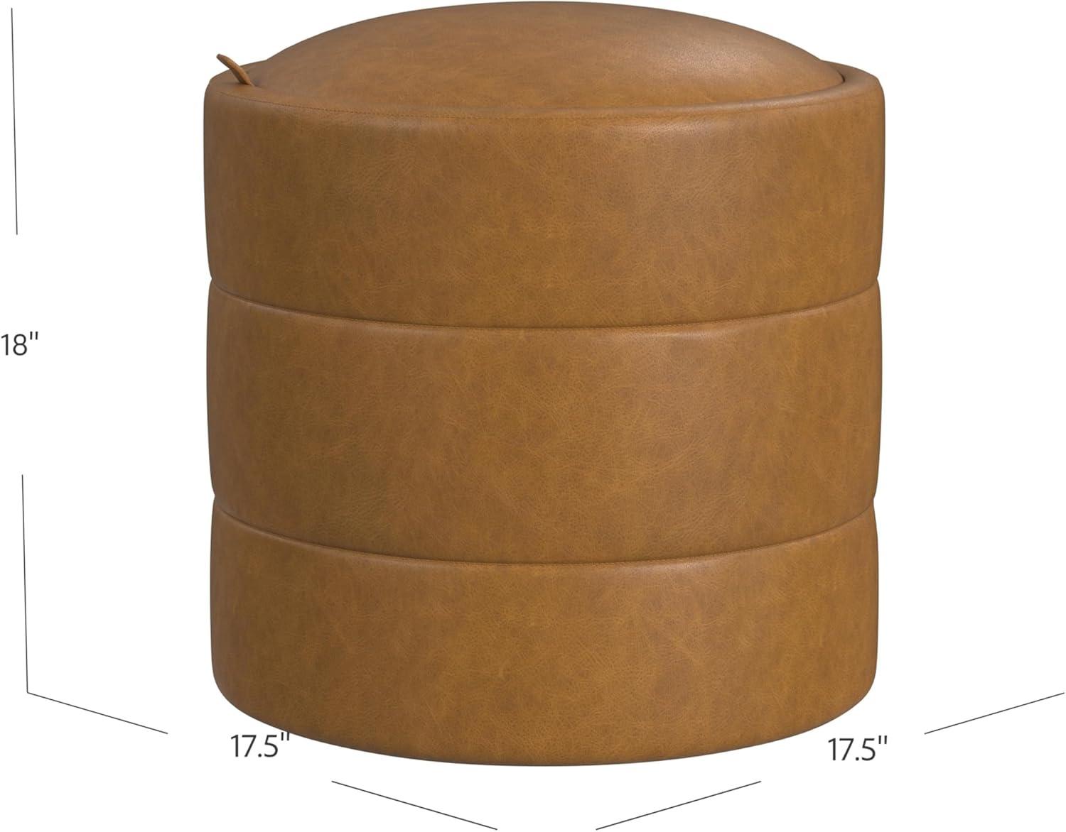 imageHomePop Upholstered Clover Shaped Ottoman No Lid Seat Only HomePop Home Dcor Foot Rest Pouf Rust Orange ChenilleCarmel Faux Leather