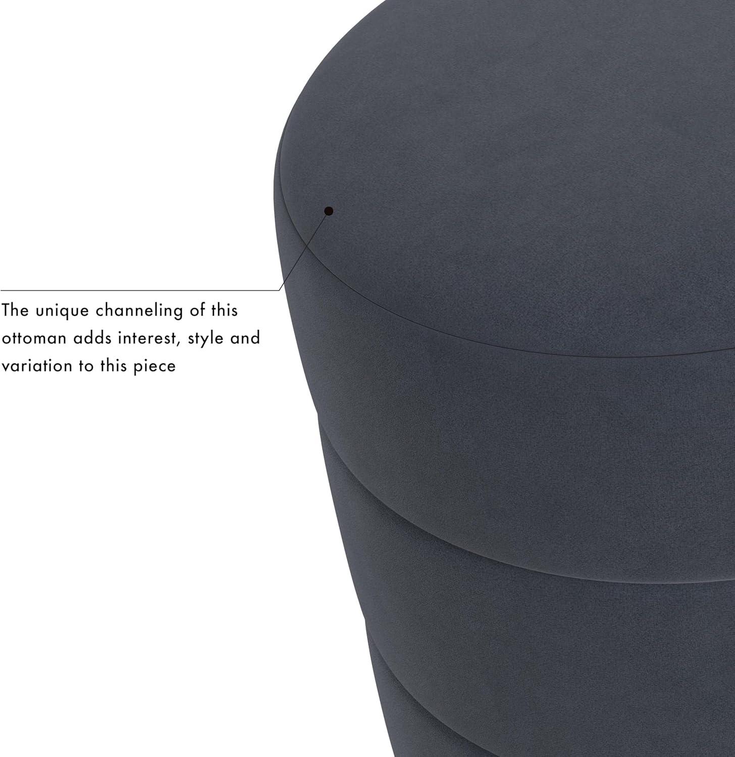 imageHomePop Upholstered Clover Shaped Ottoman No Lid Seat Only HomePop Home Dcor Foot Rest Pouf Rust Orange ChenilleSteel Blue Velvet