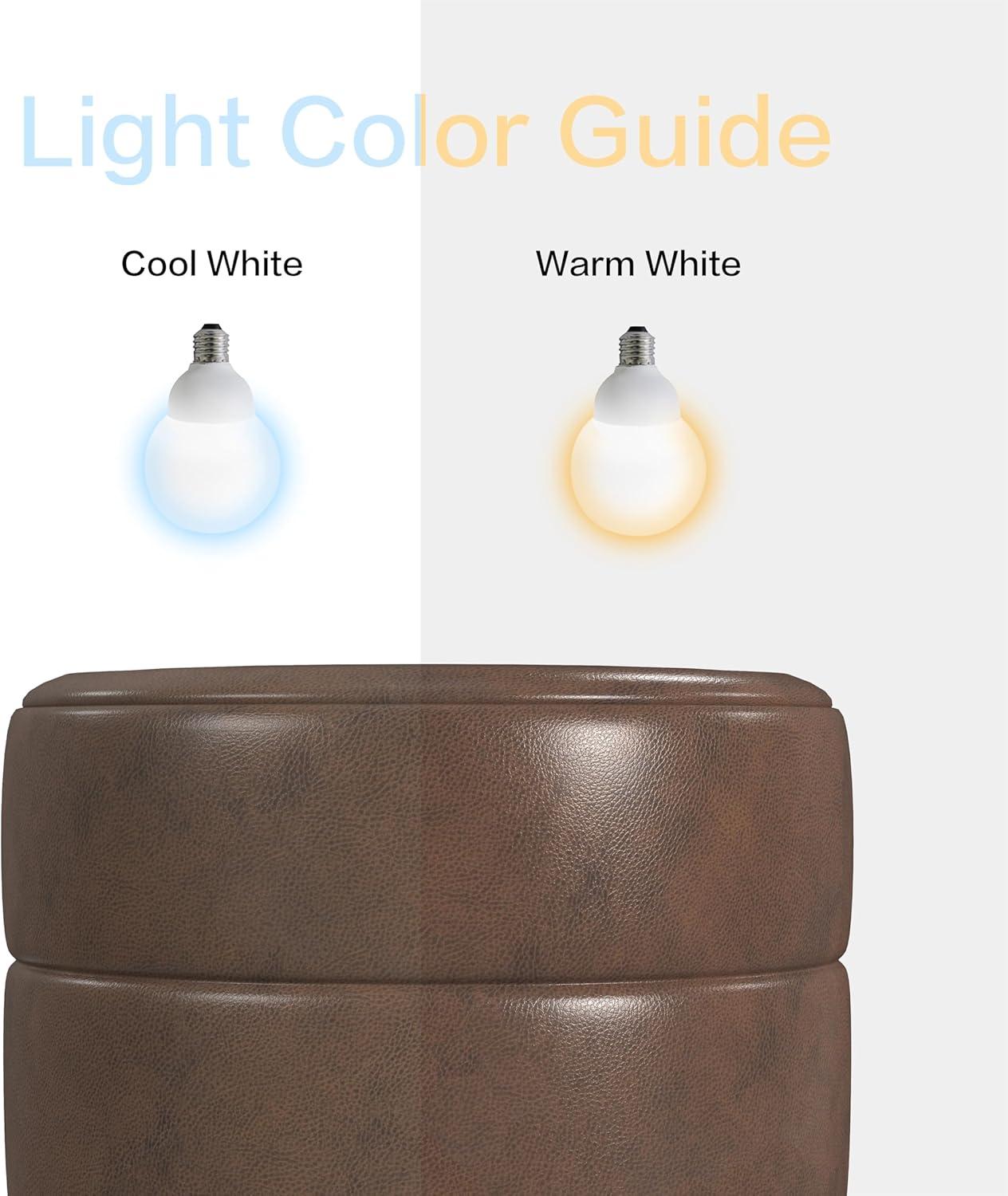 imageHomePop Upholstered Faux Leather Round Ottoman No Lid Seat Only HomePop Home Dcor Round Pouf Foot Rest Sand Faux LeatherBrown Faux Leather