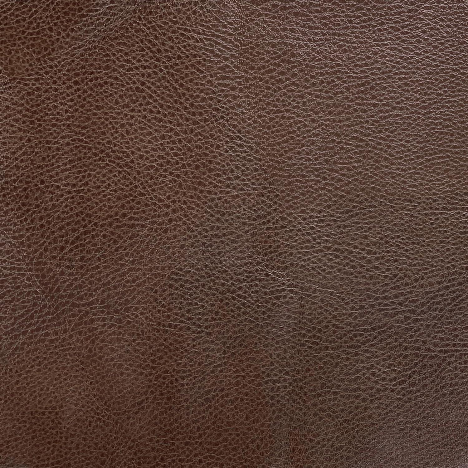 imageHomePop Upholstered Faux Leather Round Ottoman No Lid Seat Only HomePop Home Dcor Round Pouf Foot Rest Sand Faux LeatherBrown Faux Leather
