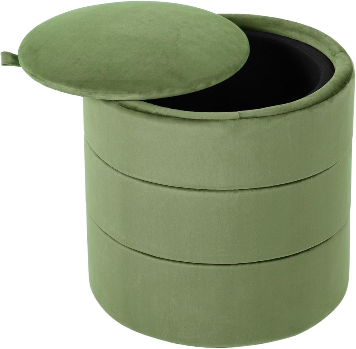 imageHomePop Upholstered Faux Leather Round Ottoman No Lid Seat Only HomePop Home Dcor Round Pouf Foot Rest Sand Faux LeatherGreen